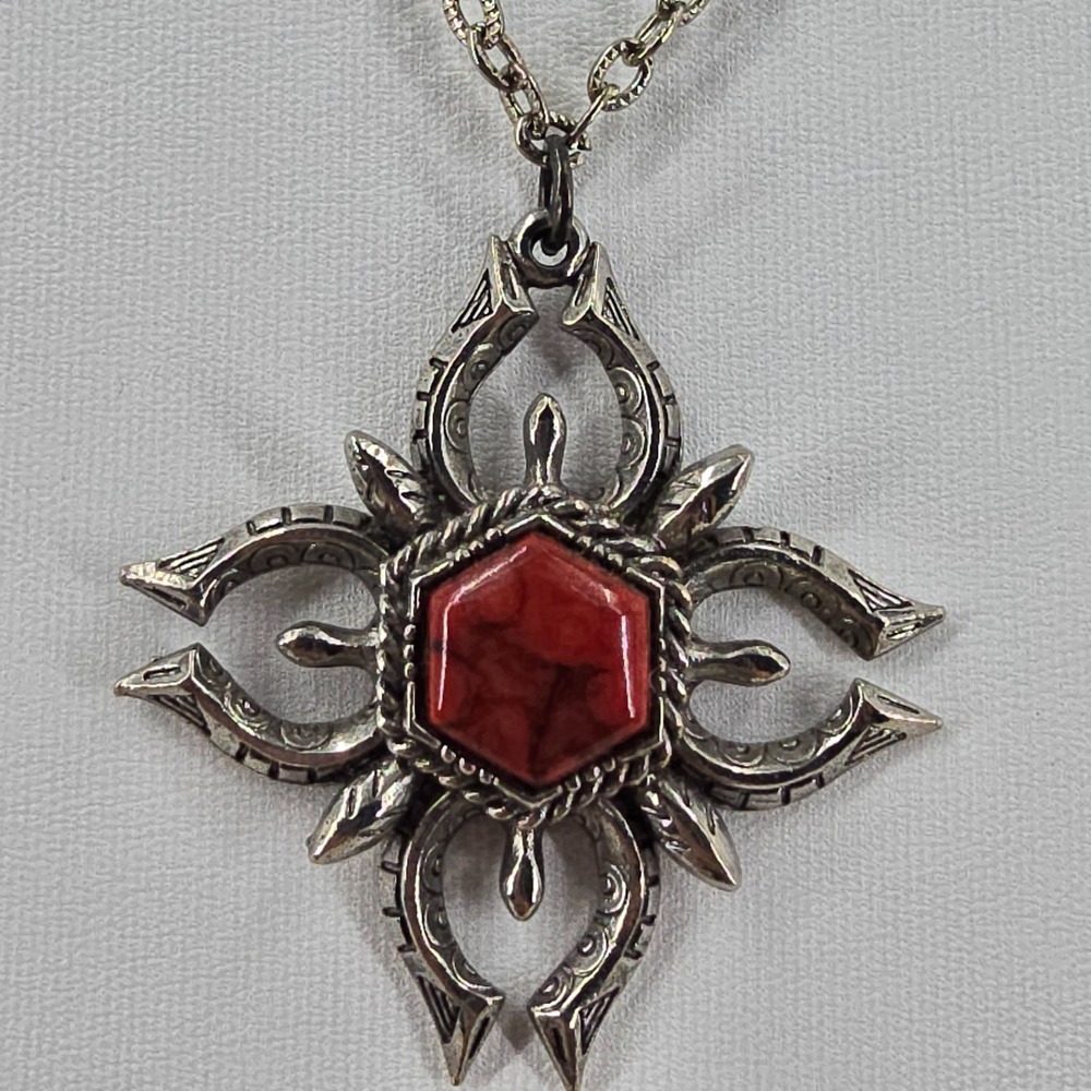 Vintage ART Arthur Pepper Necklace Pendant Silver Tone 26 Inch Southwest